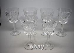 Best! Set 6 Waterford Cut Crystal Claret Wine Glasses Lismore Stemware