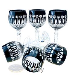 Black crystal wine glasses 280 ml French