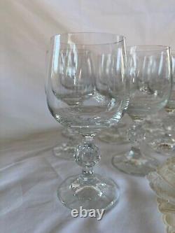 Bohemia Claudia Czech Set/12 Crystal Wine Glasses 7 oz, 14 Linen Coasters