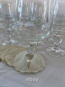 Bohemia Claudia Czech Set/12 Crystal Wine Glasses 7 oz, 14 Linen Coasters