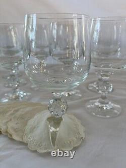 Bohemia Claudia Czech Set/12 Crystal Wine Glasses 7 oz, 14 Linen Coasters