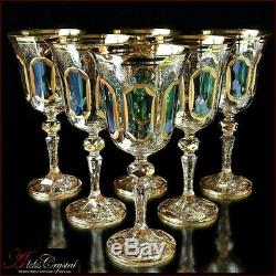 Bohemia Crystal Wine Glasses 20 cm, 220 ml, Versale Izumrud 6 pc New