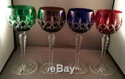 Bohemian Ajka Arabella Pattern Cut to Clear Crystal 8 1/4 Wine Hock 4 Glasses