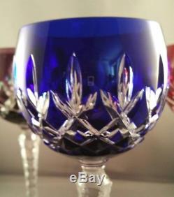 Bohemian Ajka Arabella Pattern Cut to Clear Crystal 8 1/4 Wine Hock 4 Glasses