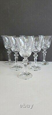 Bohemian Clear Ribbon Style Crystal Wine Glasses Set Of Six