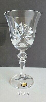 Bohemian Clear Ribbon Style Crystal Wine Glasses Set Of Six