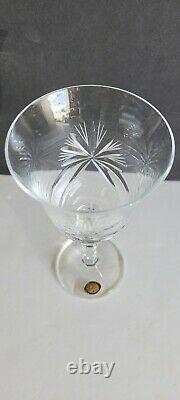 Bohemian Clear Ribbon Style Crystal Wine Glasses Set Of Six