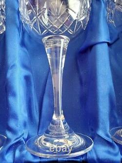Bohemian Crystal Set of 8 Lion Etched Crystal Wine Water Goblets Glasses NIB