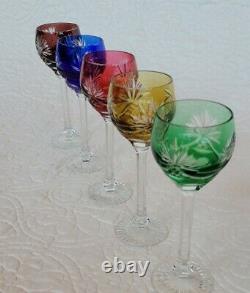 Bohemian Crystal Wine Glasses Goblets cut to clear (5) small German Czech