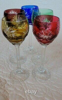Bohemian Crystal Wine Glasses Goblets cut to clear (5) small German Czech