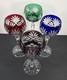 Bohemian Crystal Wine Hock Goblet Set of 4 Ruby, Cobalt, Emerald, Amethyst 8.25