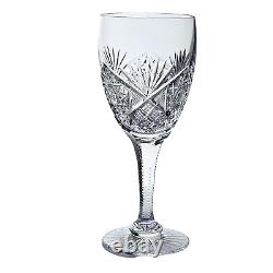 Bohemian Cut Crystal Hobstar Fan White Wine Glasses Set of (4) 7.25 Tall