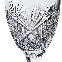 Bohemian Cut Crystal Hobstar Fan White Wine Glasses Set of (4) 7.25 Tall