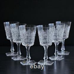 Bohemian Czech 6 oz Crystal Wine Glass 180 ml Hand Cut Queen Lace, Set of 6