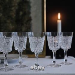 Bohemian Czech 6 oz Crystal Wine Glass 180 ml Hand Cut Queen Lace, Set of 6