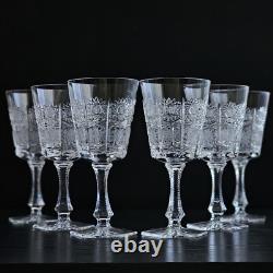 Bohemian Czech 6 oz Crystal Wine Glass 180 ml Hand Cut Queen Lace, Set of 6