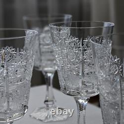 Bohemian Czech 6 oz Crystal Wine Glass 180 ml Hand Cut Queen Lace, Set of 6