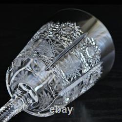 Bohemian Czech 6 oz Crystal Wine Glass 180 ml Hand Cut Queen Lace, Set of 6