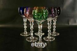 Bohemian Czech Crystal Cut To Clear Color wine Glasses Set Of 6