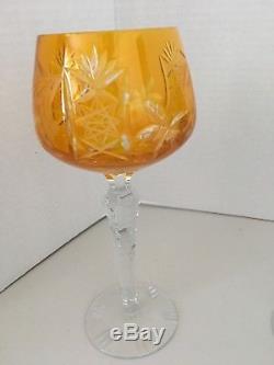 Bohemian Czech Crystal Wine Goblets 4 Colors Cut to Clear Estate Find Beautiful