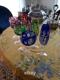 Bohemian Czech Crystal set of 4 Wine & set of 4 Champagne Glasses