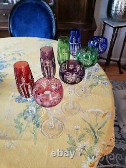 Bohemian Czech Crystal set of 4 Wine & set of 4 Champagne Glasses