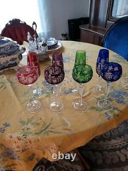 Bohemian Czech Crystal set of 4 Wine & set of 4 Champagne Glasses