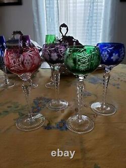 Bohemian Czech Crystal set of 4 Wine & set of 4 Champagne Glasses