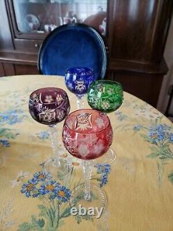 Bohemian Czech Crystal set of 4 Wine & set of 4 Champagne Glasses