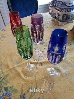 Bohemian Czech Crystal set of 4 Wine & set of 4 Champagne Glasses