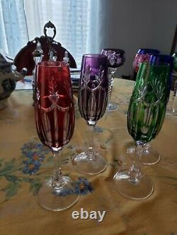 Bohemian Czech Crystal set of 4 Wine & set of 4 Champagne Glasses