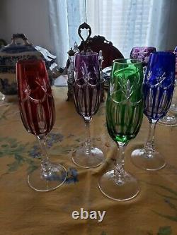 Bohemian Czech Crystal set of 4 Wine & set of 4 Champagne Glasses