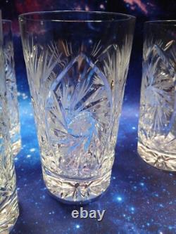 Bohemian Czech Cut Crystal Queen Lace 10 8 oz Wine Glasses (LOT DISCOUNT)