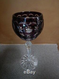 Bohemian Multi Color Cut to Clear Crystal Wine Goblets Set of Nine
