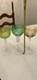 Bohemian Set of Hand Cut Color Crystal Patterned Wine Glasses x 3