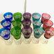 Bohemian Vintage Cut-to-Clear Wineglasses-Bonanza of 15 and a Rainbow of Color