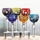 Boho Wedding Water Wine Goblet Hand Cut Color Crysta Glasses Set Of 6 Stemware