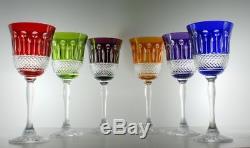 Box of 6 WINE CRYSTAL GLASSES 24% LEAD HAND/CUT mixed Color