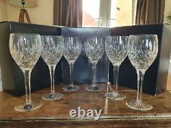 Boxed Set of 6 STUART Crystal SHAFTESBURY Claret Wine Glasses 7