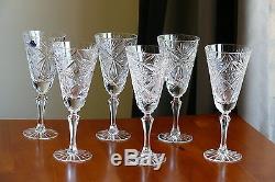 CLASSIC style WIDE, High Quality 24% Lead CRYSTAL wine glasses, Set of 6, RUSSIA