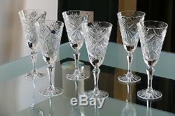 CLASSIC style WIDE, High Quality 24% Lead CRYSTAL wine glasses, Set of 6, RUSSIA