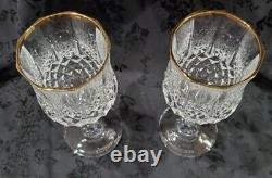 CRISTAL D'ARQUES Crystal Cut Gold Trim Lip Rim LONGCHAMP 6 1/2h Wine Glasses 3