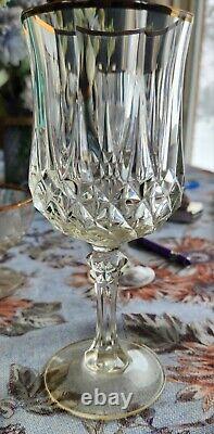 CRISTAL D'ARQUES Crystal Cut Gold Trim Lip Rim LONGCHAMP 6 1/2h Wine Glasses 3