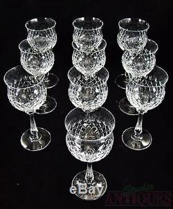 CRYSTAL Set of 10 WINE GLASSES Stemware ROSE BLUSH Glass Lot GOBLET STEM Diamond