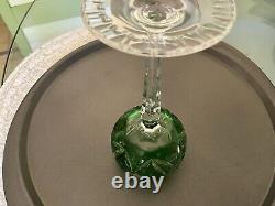 CRYSTAL WINE GLASSES/CUT TO CLEAR/GREEN/VALSAINT LAMBERT, BOHEMIAN 6 Pieces