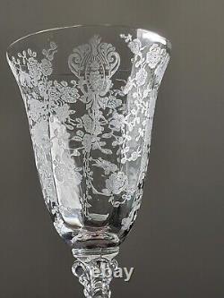 Cambridge Rose Point Etched Crystal Glasses & Decanter Set