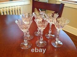 Cambridge Rose Point Liquor/Cocktail/Claret Wine stem lot of 6 Clear