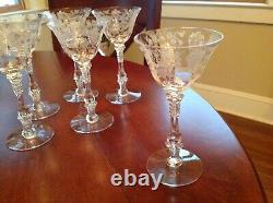 Cambridge Rose Point Liquor/Cocktail/Claret Wine stem lot of 6 Clear