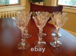 Cambridge Rose Point Liquor/Cocktail/Claret Wine stem lot of 6 Clear