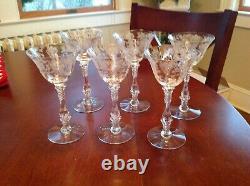 Cambridge Rose Point Liquor/Cocktail/Claret Wine stem lot of 6 Clear